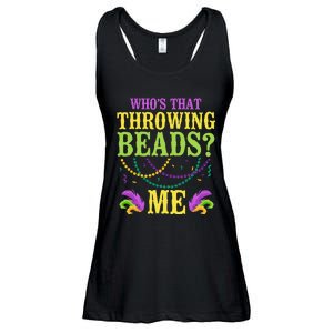 WhoS That Throwing Beads Me Mask Festival Parade Ladies Essential Flowy Tank