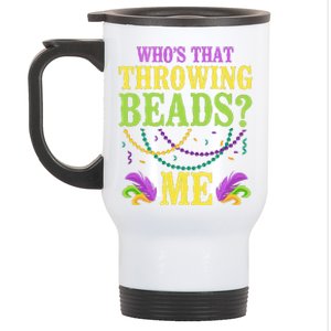 WhoS That Throwing Beads Me Mask Festival Parade Stainless Steel Travel Mug