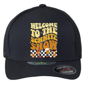 Welcome To The Schnitz Show Oktoberfest Retro Groovy Flexfit Unipanel Trucker Cap