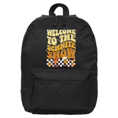 Welcome To The Schnitz Show Oktoberfest Retro Groovy 16 in Basic Backpack