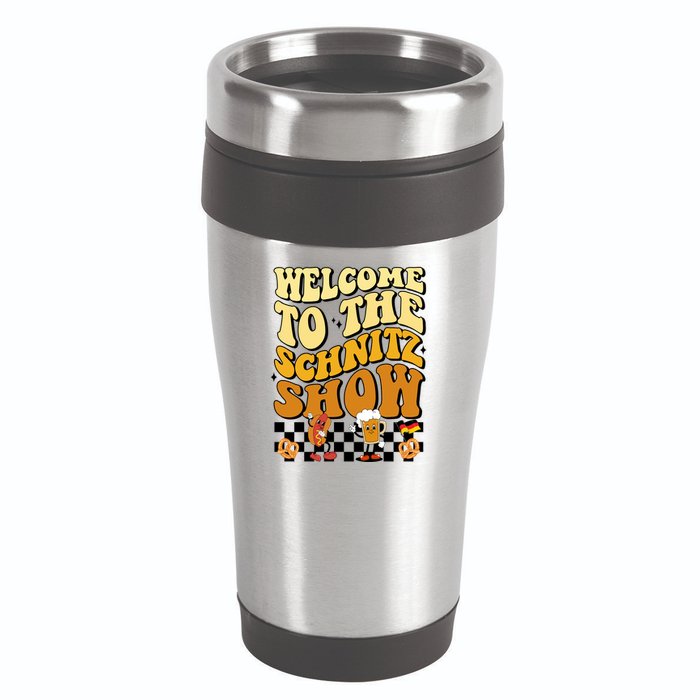 Welcome To The Schnitz Show Oktoberfest Retro Groovy 16oz Travel Tumbler