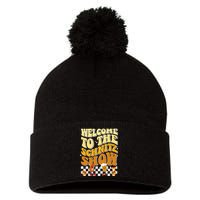 Welcome To The Schnitz Show Oktoberfest Retro Groovy Pom Pom 12in Knit Beanie