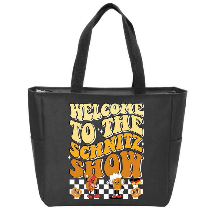 Welcome To The Schnitz Show Oktoberfest Retro Groovy Zip Tote Bag