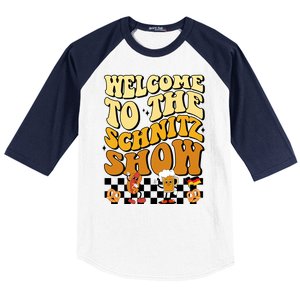 Welcome To The Schnitz Show Oktoberfest Retro Groovy Baseball Sleeve Shirt