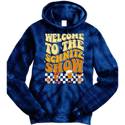 Welcome To The Schnitz Show Oktoberfest Retro Groovy Tie Dye Hoodie