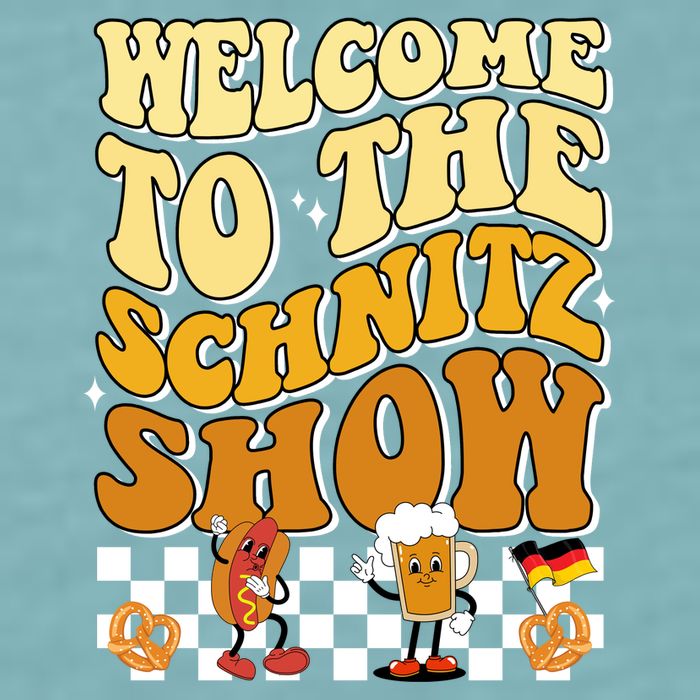 Welcome To The Schnitz Show Oktoberfest Retro Groovy Sueded Cloud Jersey T-Shirt