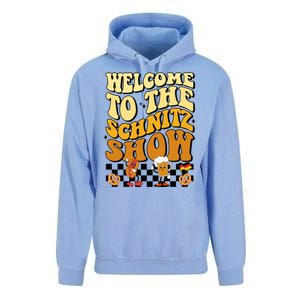 Welcome To The Schnitz Show Oktoberfest Retro Groovy Unisex Surf Hoodie