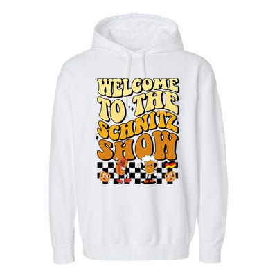 Welcome To The Schnitz Show Oktoberfest Retro Groovy Garment-Dyed Fleece Hoodie