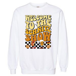 Welcome To The Schnitz Show Oktoberfest Retro Groovy Garment-Dyed Sweatshirt