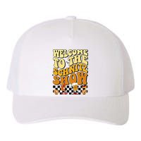 Welcome To The Schnitz Show Oktoberfest Retro Groovy Yupoong Adult 5-Panel Trucker Hat