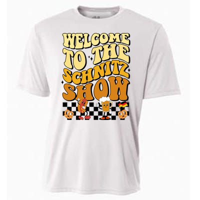 Welcome To The Schnitz Show Oktoberfest Retro Groovy Cooling Performance Crew T-Shirt