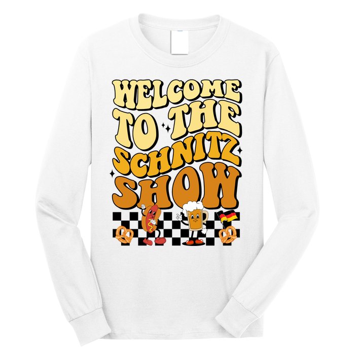 Welcome To The Schnitz Show Oktoberfest Retro Groovy Long Sleeve Shirt