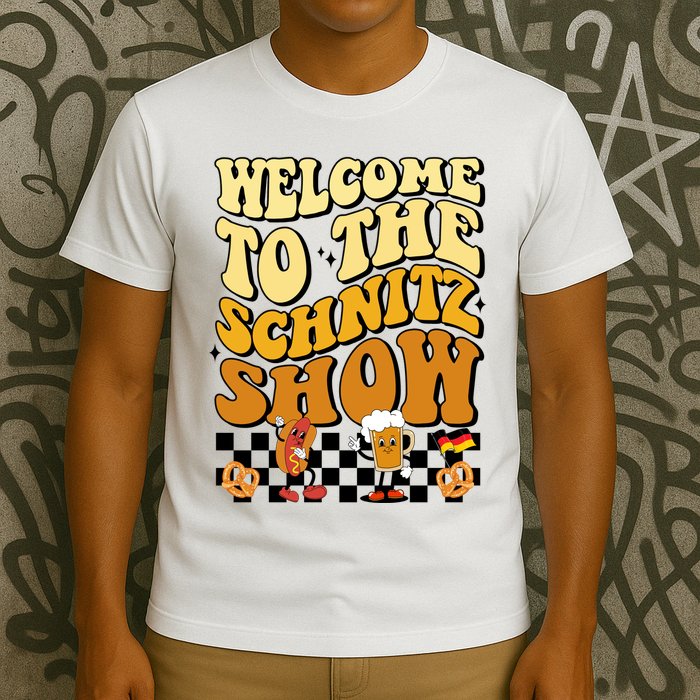 Welcome To The Schnitz Show Oktoberfest Retro Groovy T-Shirt