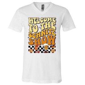 Welcome To The Schnitz Show Oktoberfest Retro Groovy V-Neck T-Shirt