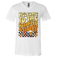 Welcome To The Schnitz Show Oktoberfest Retro Groovy V-Neck T-Shirt