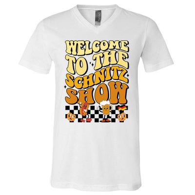 Welcome To The Schnitz Show Oktoberfest Retro Groovy V-Neck T-Shirt