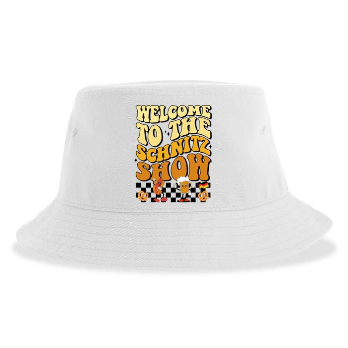 Welcome To The Schnitz Show Oktoberfest Retro Groovy Sustainable Bucket Hat