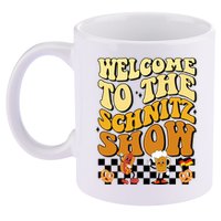 Welcome To The Schnitz Show Oktoberfest Retro Groovy 11oz C Handle Ceramic Mug
