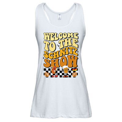 Welcome To The Schnitz Show Oktoberfest Retro Groovy Ladies Essential Flowy Tank