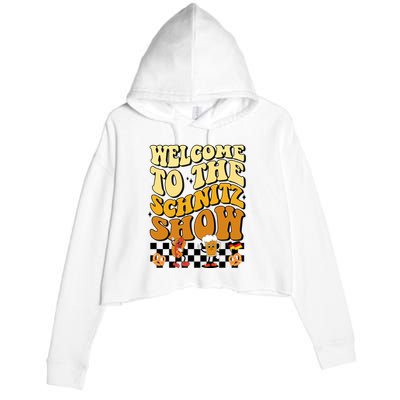 Welcome To The Schnitz Show Oktoberfest Retro Groovy Crop Fleece Hoodie