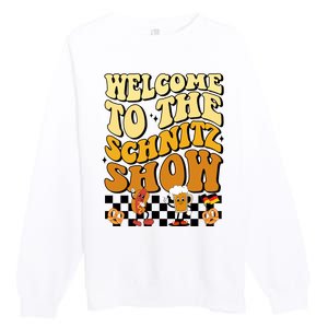 Welcome To The Schnitz Show Oktoberfest Retro Groovy Premium Crewneck Sweatshirt