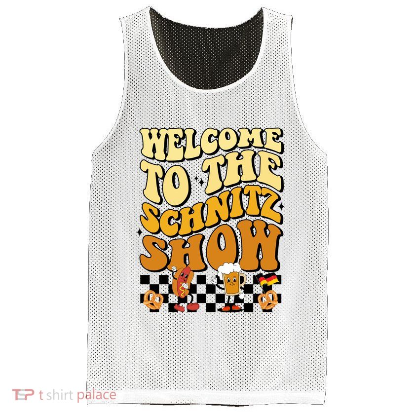 Welcome To The Schnitz Show Oktoberfest Retro Groovy Mesh Reversible Basketball Jersey Tank