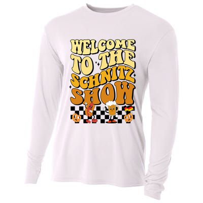 Welcome To The Schnitz Show Oktoberfest Retro Groovy Cooling Performance Long Sleeve Crew