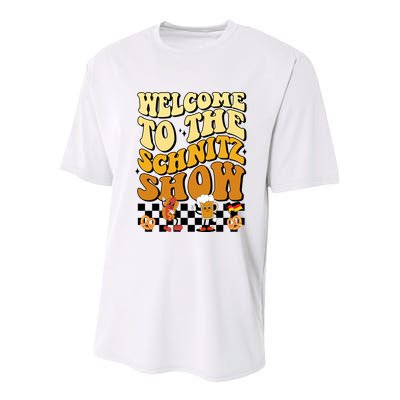 Welcome To The Schnitz Show Oktoberfest Retro Groovy Youth Performance Sprint T-Shirt