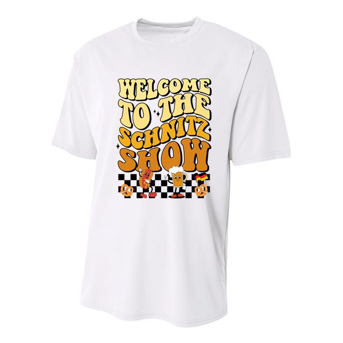 Welcome To The Schnitz Show Oktoberfest Retro Groovy Youth Performance Sprint T-Shirt