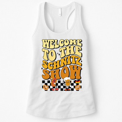Welcome To The Schnitz Show Oktoberfest Retro Groovy Womens Tank Top