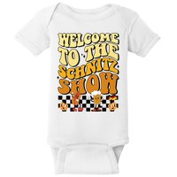 Welcome To The Schnitz Show Oktoberfest Retro Groovy Baby Bodysuit