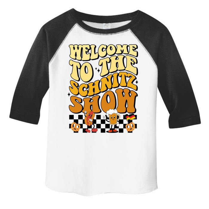 Welcome To The Schnitz Show Oktoberfest Retro Groovy Toddler Fine Jersey T-Shirt