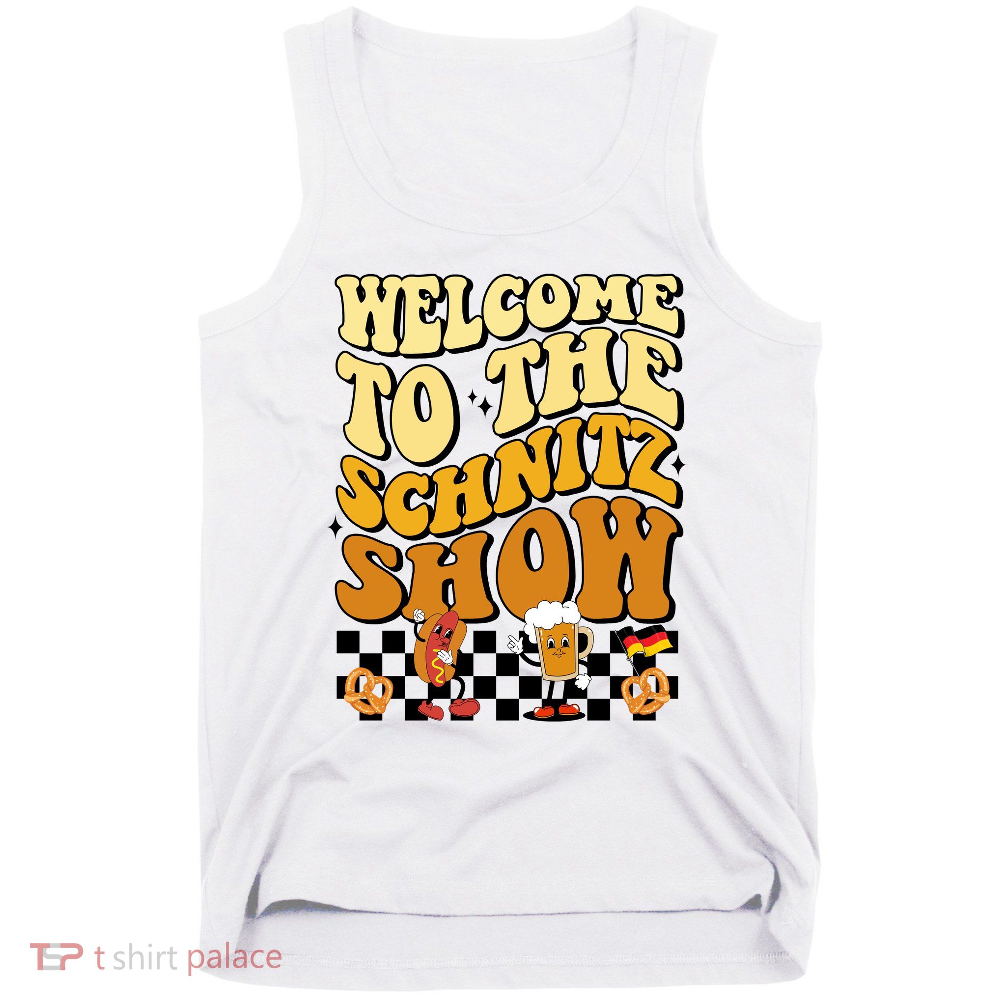 Welcome To The Schnitz Show Oktoberfest Retro Groovy Tank Top