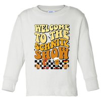 Welcome To The Schnitz Show Oktoberfest Retro Groovy Toddler Long Sleeve Shirt