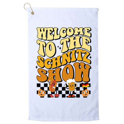 Welcome To The Schnitz Show Oktoberfest Retro Groovy Golf Towel