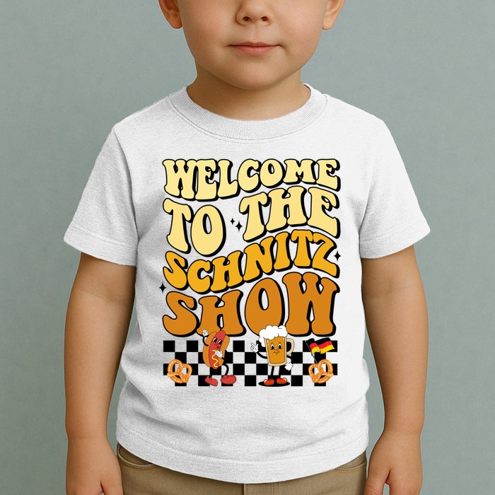 Welcome To The Schnitz Show Oktoberfest Retro Groovy Toddler T-Shirt