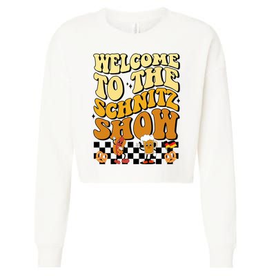 Welcome To The Schnitz Show Oktoberfest Retro Groovy Cropped Pullover Crew