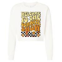 Welcome To The Schnitz Show Oktoberfest Retro Groovy Cropped Pullover Crew