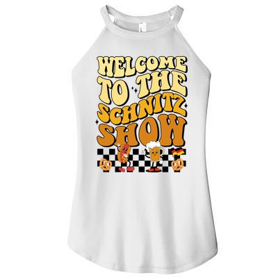 Welcome To The Schnitz Show Oktoberfest Retro Groovy Women's Perfect Tri Rocker Tank