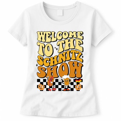 Welcome To The Schnitz Show Oktoberfest Retro Groovy Womens T-Shirt