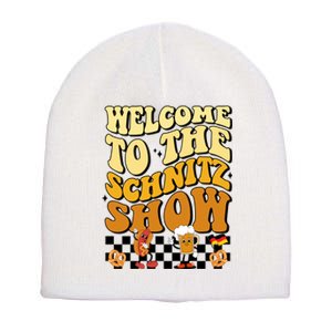 Welcome To The Schnitz Show Oktoberfest Retro Groovy Short Acrylic Beanie