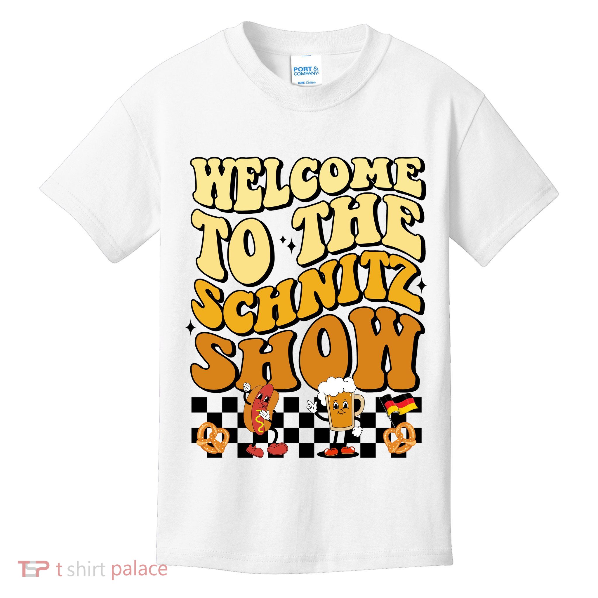 Welcome To The Schnitz Show Oktoberfest Retro Groovy Kids T-Shirt