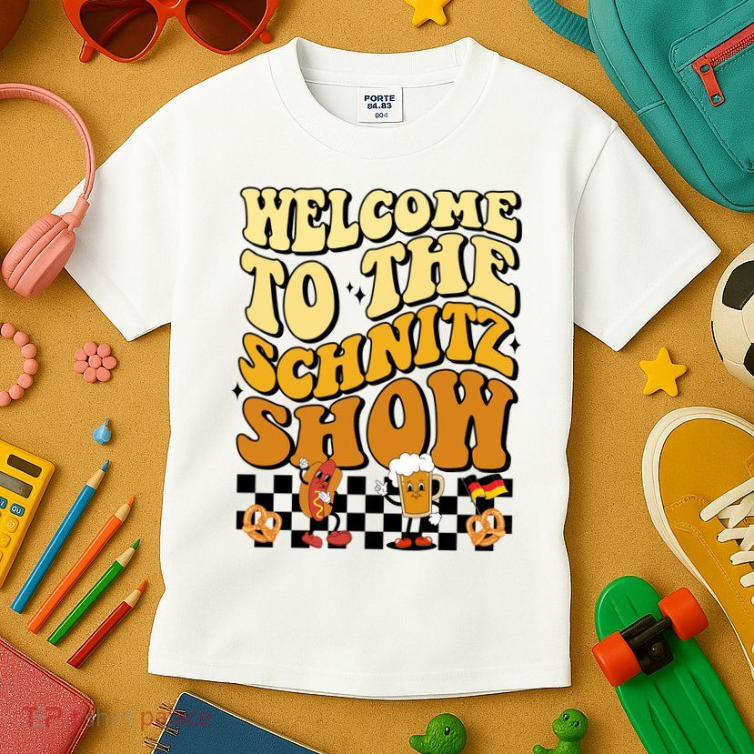 Welcome To The Schnitz Show Oktoberfest Retro Groovy Kids T-Shirt