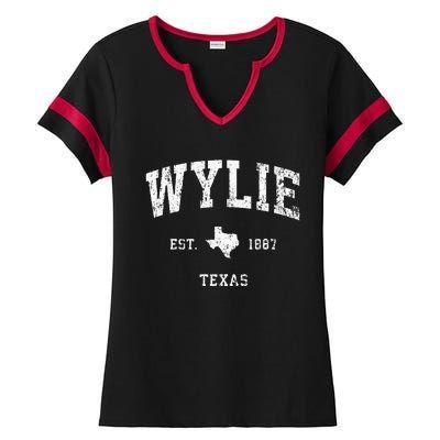 Wylie Texas Tx Vintage Athletic Sports Design Ladies Halftime Notch Neck Tee