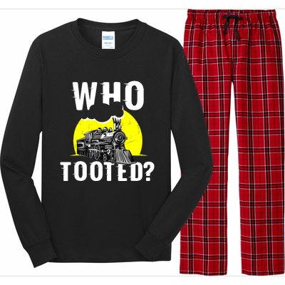 Who Tooted Train Lover Gift Model Railroad Conductor Long Sleeve Pajama Set