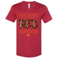 Welcome To The Red Kingdom Kansas City Football Sports Fan V-Neck T-Shirt