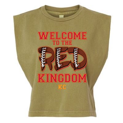 Welcome To The Red Kingdom Kansas City Football Sports Fan Garment-Dyed Women's Muscle Tee