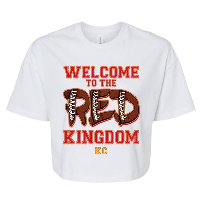 Welcome To The Red Kingdom Kansas City Football Sports Fan Bella+Canvas Jersey Crop Tee