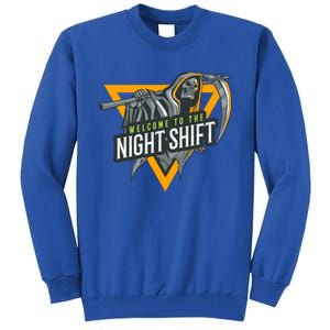 Welcome To The Night Shift Swagazon Associate Night Shifter Gift Tall Sweatshirt