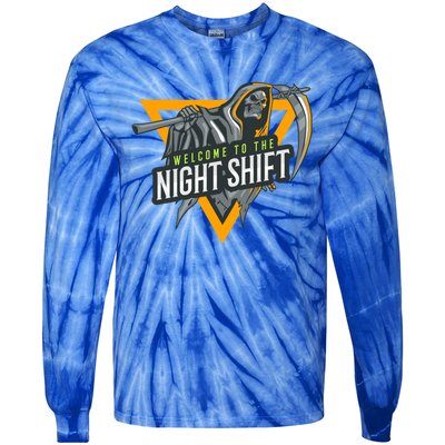 Welcome To The Night Shift Swagazon Associate Night Shifter Gift Tie-Dye Long Sleeve Shirt